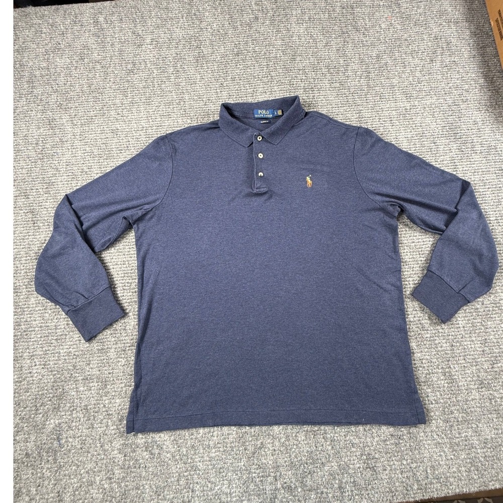Polo Ralph Lauren Long Sleeve Polo Mens Large Blue Excellent Classic Fit Pony